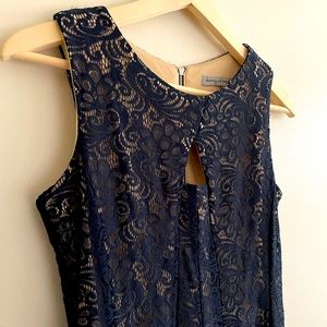 Sleeveless Navy Crochet Detail Dress